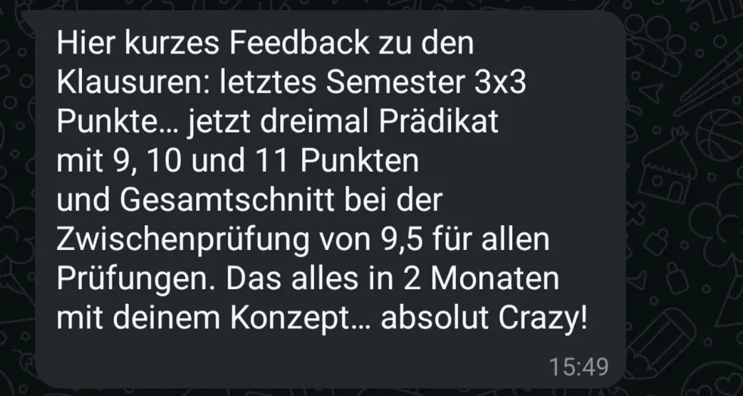 Teilnehmerergebnis: dreimal Prädikat