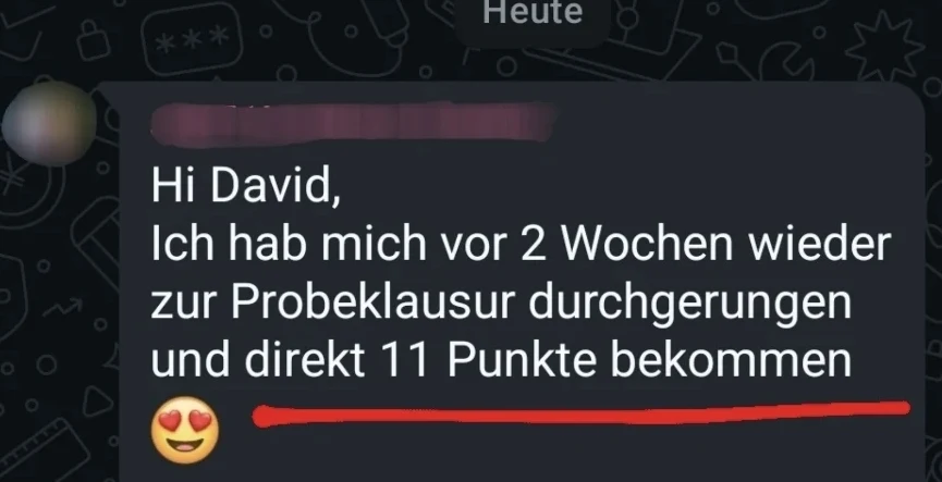 Teilnehmerergebnis: 11 Punkte Probeklausur