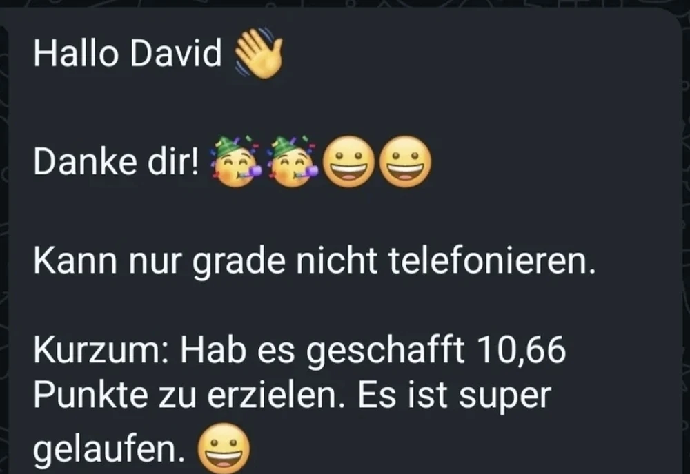 Teilnehmerergebnis: 10,66 Punkte