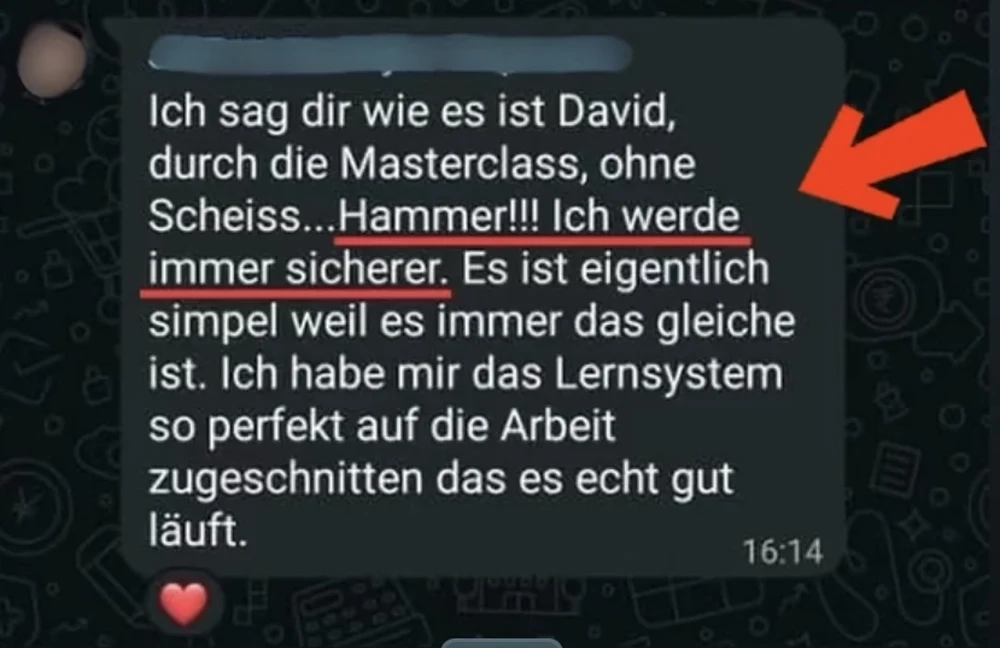 Teilnehmerergebnis: Masterclass Feedback